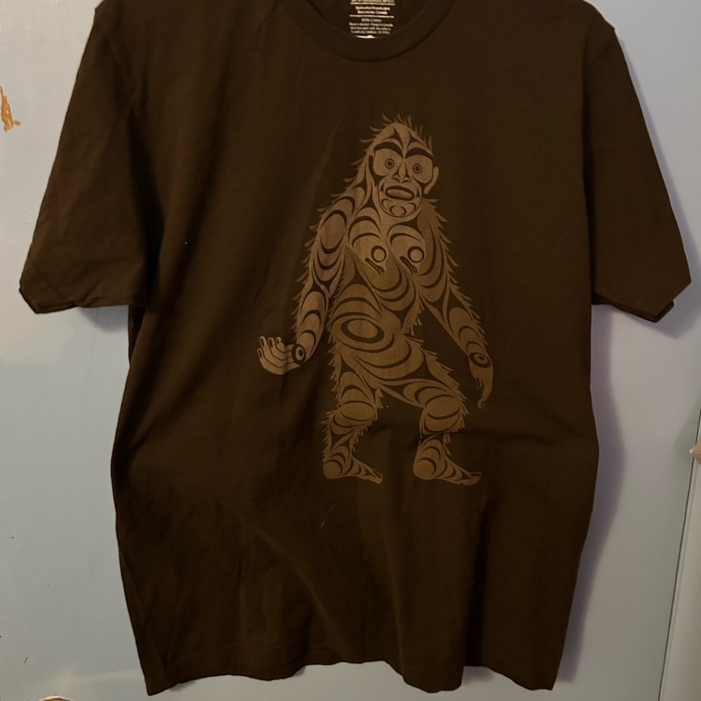 Men's Brown Sasquatch Graphic T-Shirt Native Northwest Art of Indigenous Artists